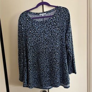 Green Envelope Blue Leopard Print Blouse